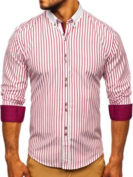 Men's Striped Long Sleeve Shirt Red Bolf 9713