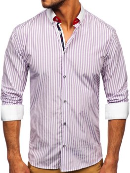 Men's Striped Long Sleeve Shirt Violet Bolf 20727