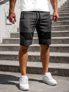 Men's Sweat Shorts Black-Orange Bolf Q3877