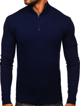 Men's Sweater with stand up collar Navy Blue Bolf MM6007