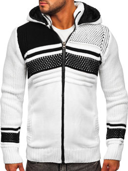 Men's Thick Zip Sweater with Hood White Bolf 2051