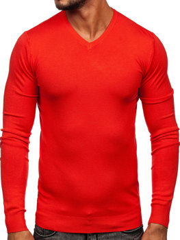 Men's V-neck Sweater Orange Bolf YY03