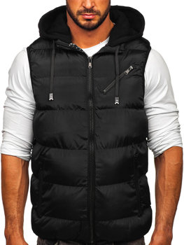 Men's Warm Quilted Gilet with Hood Black Bolf 7126