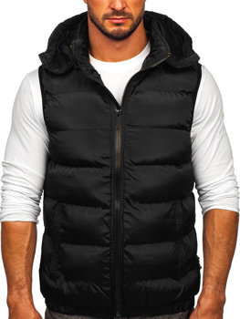 Men's Warm Quilted Gilet with Hood Black Bolf 7129