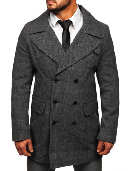 Men's Warm Winter Checkered Coat Graphite Bolf 1191-1