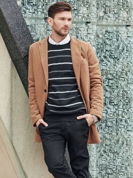 Outfit No. 344 - Winter Coat, Jumper, Elegant Shirt, Chino Trousers