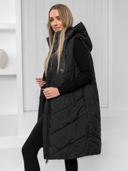 Women's Longline Quilted Gilet Black Bolf 5M3152