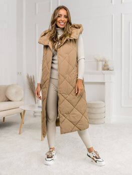 Women's Longline Quilted Gilet Camel Bolf 5M3165