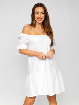 Women's Muslin Dress with Flounces White Bolf 12240
