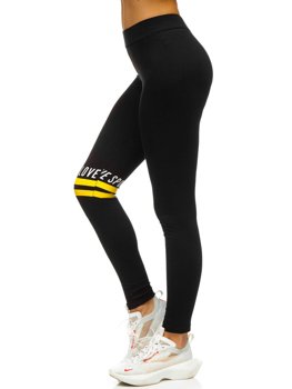 Women's Printed Leggings Black-Yellow Bolf 82350