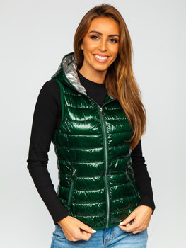 Women's Quilted Hooded Gilet Green Bolf 9563