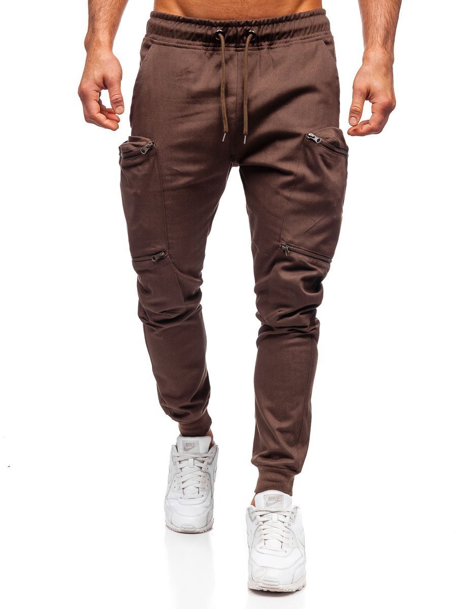 brown joggers men