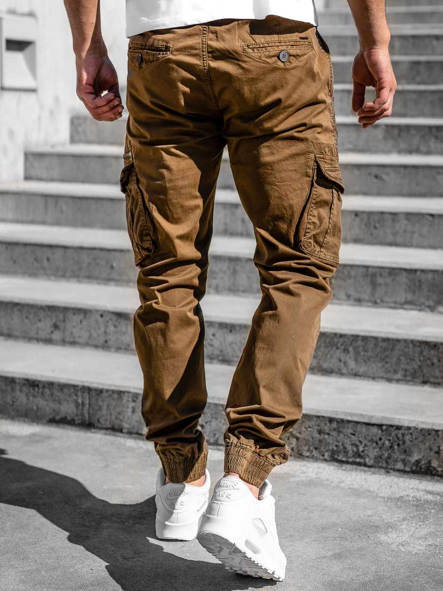 brown joggers men