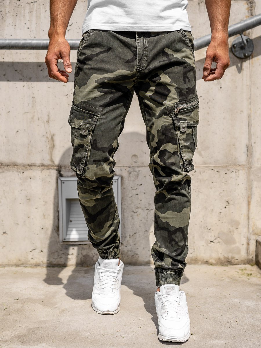 green cargo joggers