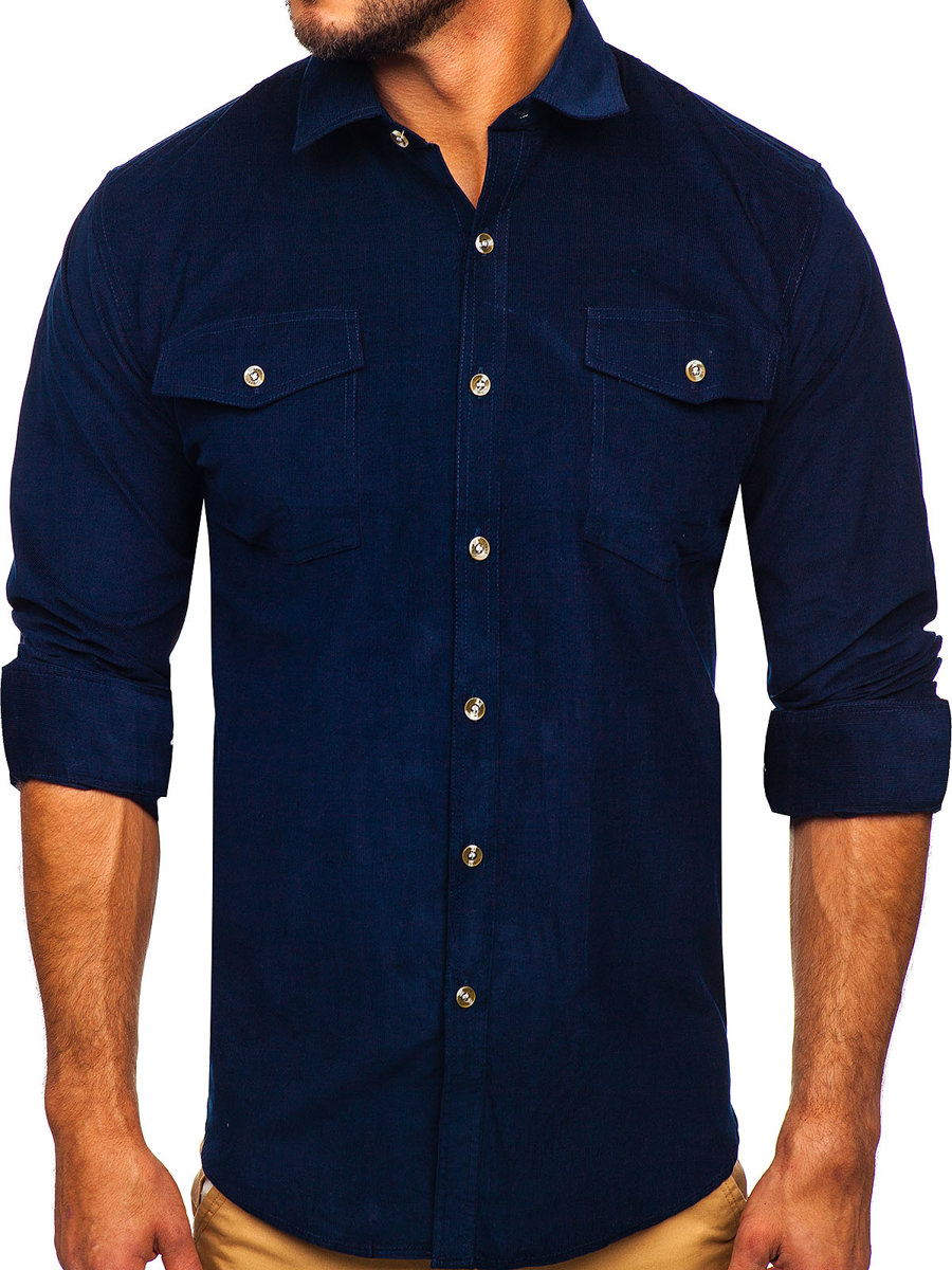 blue corduroy shirt mens