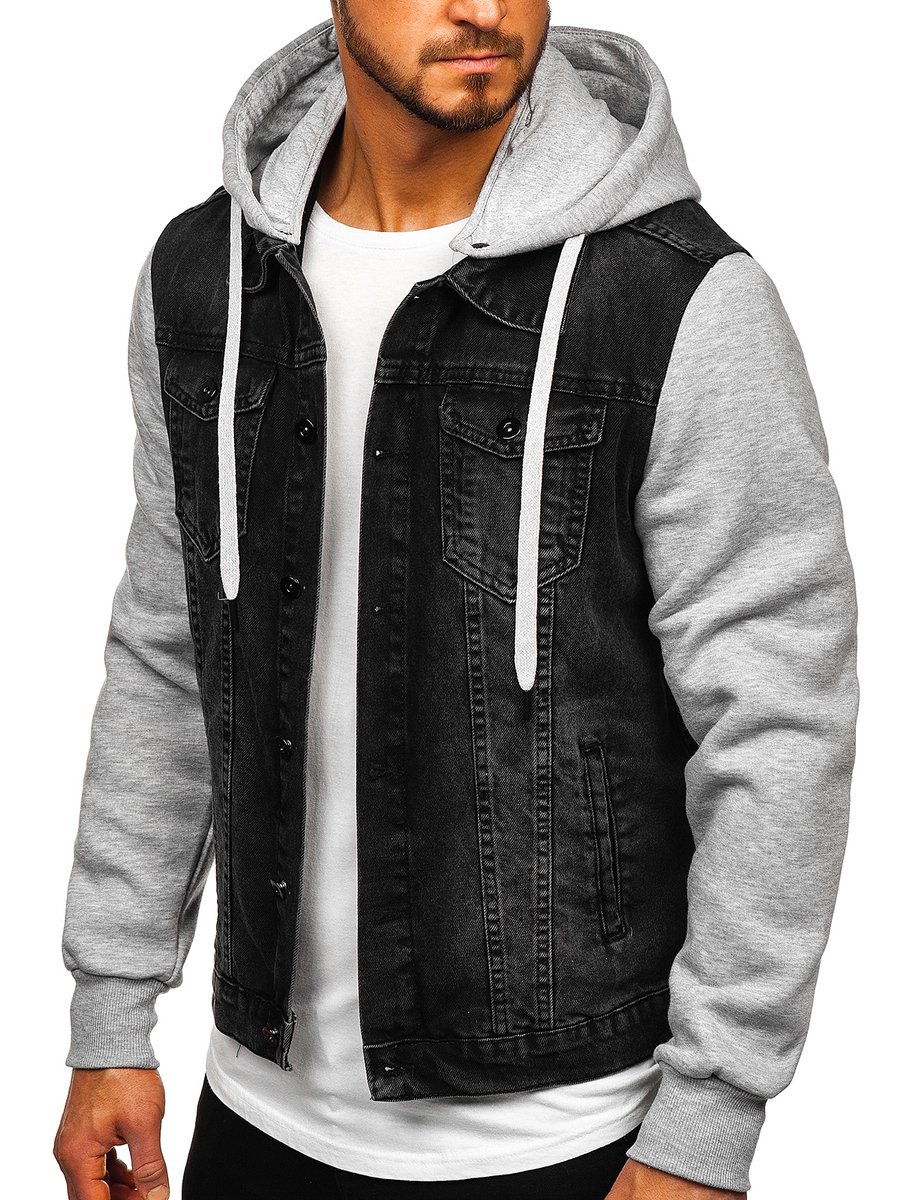 black jean hoodie jacket