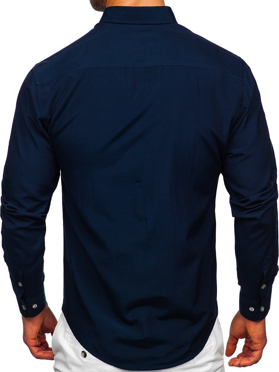 Men's Long Sleeve Shirt Navy Blue Bolf ...