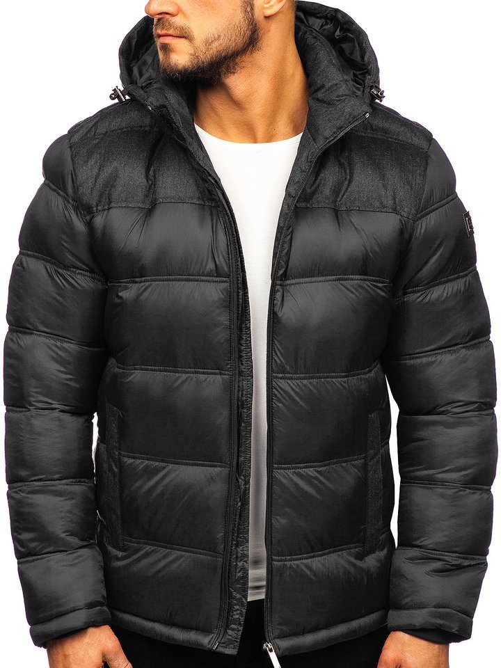 Diskret misundelse klæde Men's Quilted Winter Sport Jacket Black Bolf AB72 BLACK