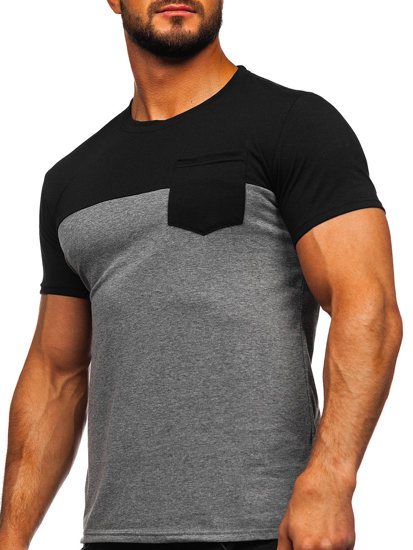 Men's Basic T-shirt with pocket Black-Graphite Bolf 8T91