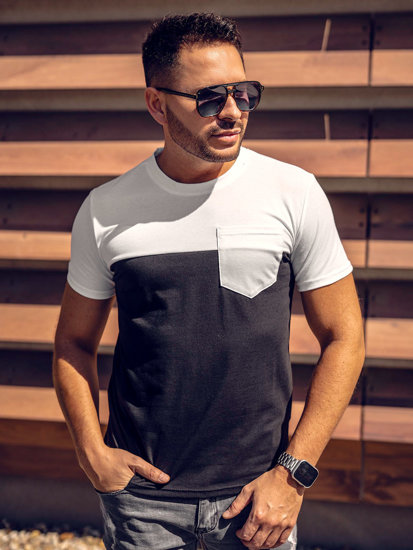 Men's Basic T-shirt with pocket White-Black Bolf 8T91A