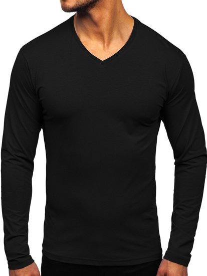 Men's Basic V-neck Long Sleeve Top Black Bolf 172008
