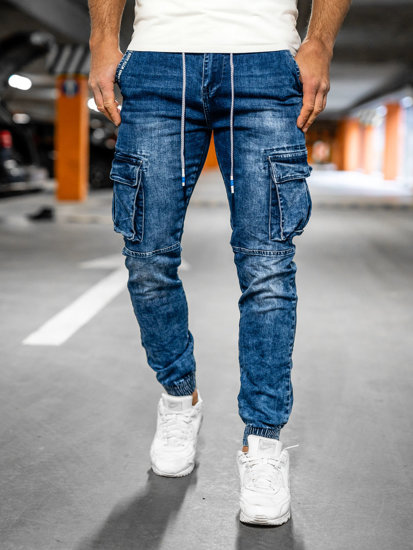 Men's Cargo Jeans Navy Blue Bolf TF134