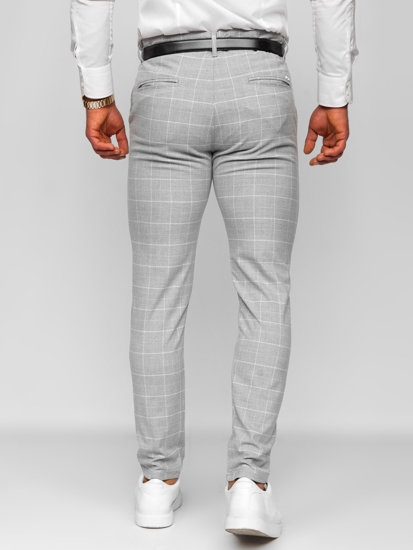 Men's Cotton Checkered Chinos Grey Bolf 0033