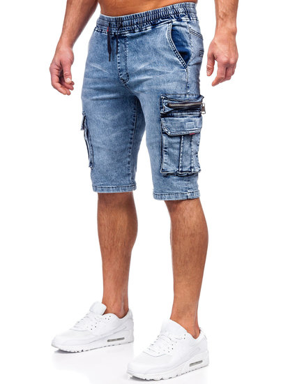 Men's Denim Cargo Shorts Blue Bolf HY816