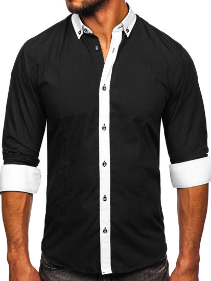 Men's Elegant Long Sleeve Shirt Black Bolf 21750