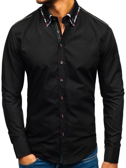 Men's Elegant Long Sleeve Shirt Black Bolf 2701