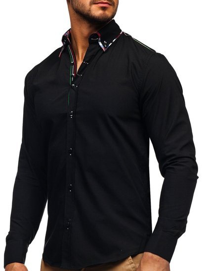 Men's Elegant Long Sleeve Shirt Black Bolf 2705