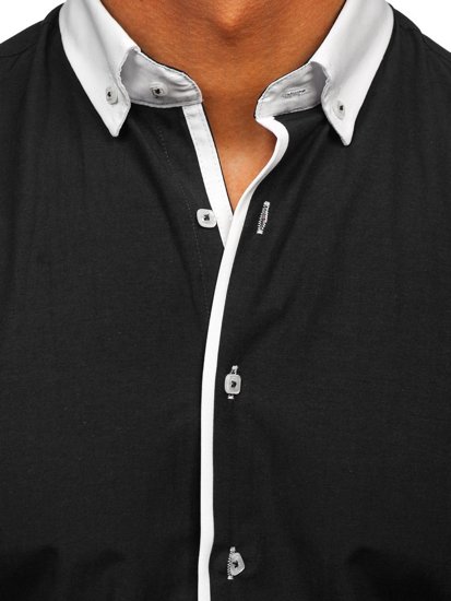 Men's Elegant Long Sleeve Shirt Black Bolf 2782