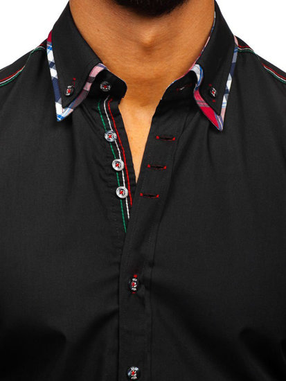 Men's Elegant Long Sleeve Shirt Black Bolf 3701