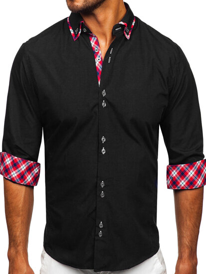 Men's Elegant Long Sleeve Shirt Black Bolf 4704