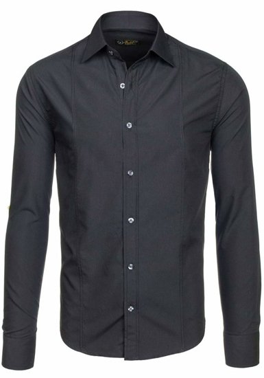 Men's Elegant Long Sleeve Shirt Black Bolf 4705G