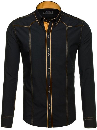 Men's Elegant Long Sleeve Shirt Black Bolf 4777