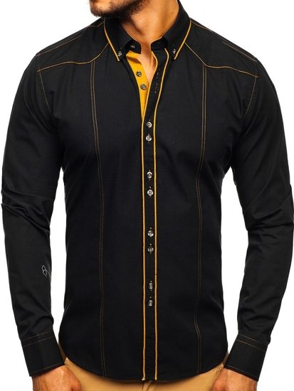 Men's Elegant Long Sleeve Shirt Black Bolf 4777