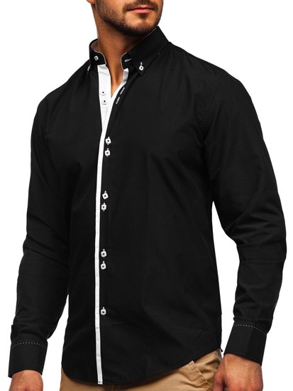 Men's Elegant Long Sleeve Shirt Black Bolf 5797