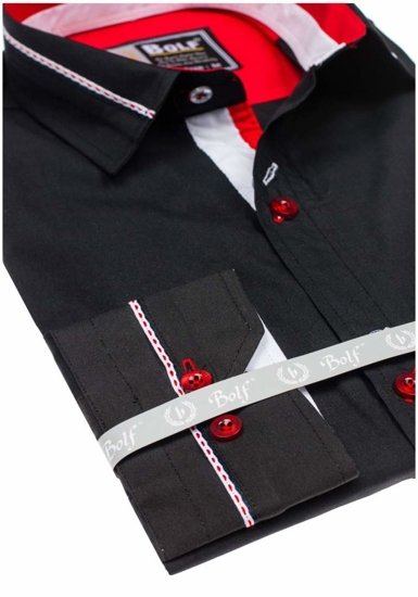 Men's Elegant Long Sleeve Shirt Black Bolf 5826
