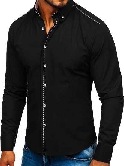 Men's Elegant Long Sleeve Shirt Black Bolf 6920