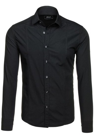 Men's Elegant Long Sleeve Shirt Black Bolf 6944