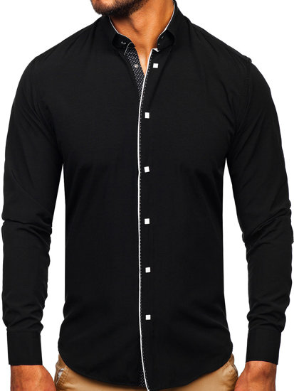 Men's Elegant Long Sleeve Shirt Black Bolf 7724-1