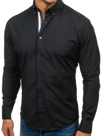 Men's Elegant Long Sleeve Shirt Black Bolf 7727