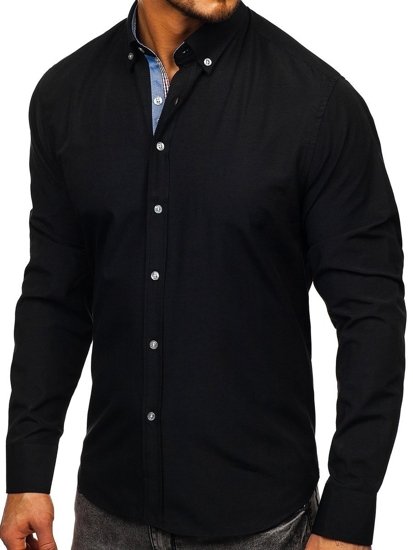 Men's Elegant Long Sleeve Shirt Black Bolf 8838-1