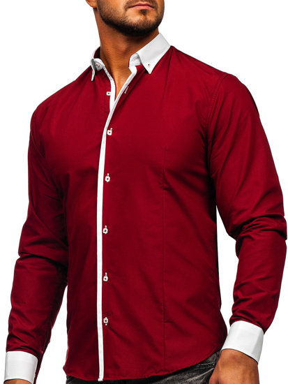 Men's Elegant Long Sleeve Shirt Claret Bolf 2782