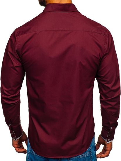 Men's Elegant Long Sleeve Shirt Claret Bolf 4713