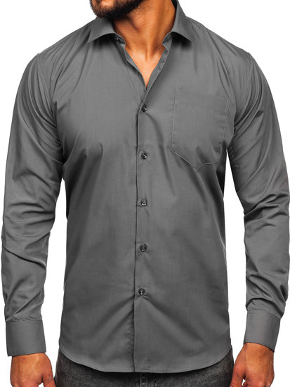 Men's Elegant Long Sleeve Shirt Graphite Bolf M14