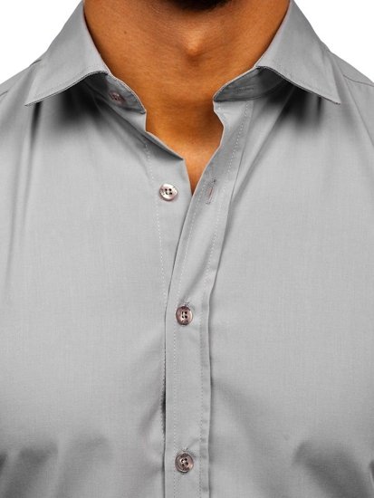 Men's Elegant Long Sleeve Shirt Grey Bolf 1703