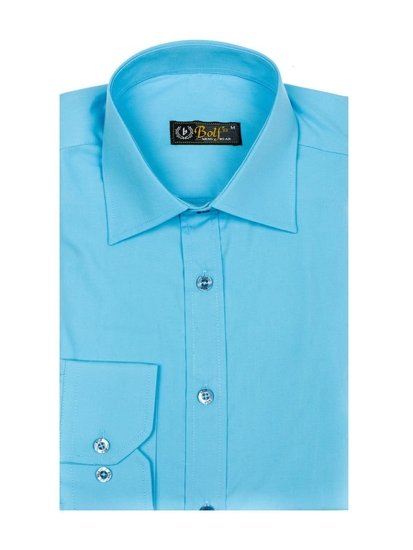 Men's Elegant Long Sleeve Shirt Light Blue Bolf 1703