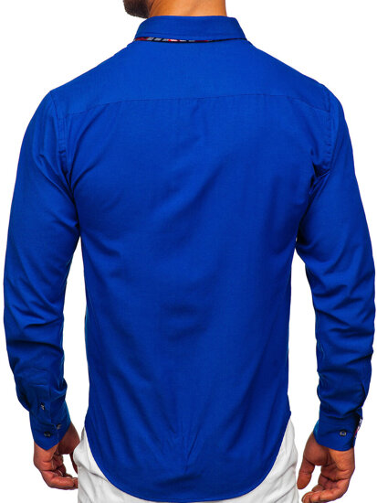 Men's Elegant Long Sleeve Shirt Royal Blue Bolf 4704